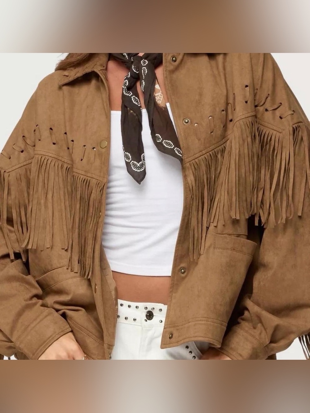 Brown Suede Fringe Jacket - Western Style